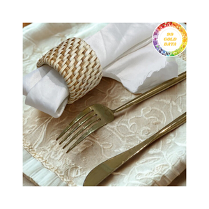 Anneaux de serviette en rotin tissé à la main 100% avec coquillage, écologiques, durables, pour restaurant, fête, mariage - Product Image 3