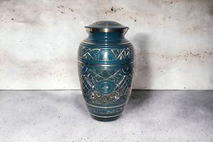 ทำจากทองเหลืองแท้ สีฟ้าอมเขียว แกะสลักด้วยมือ ขนาดใหญ่ สูง 26 ซม. - Product Image 3