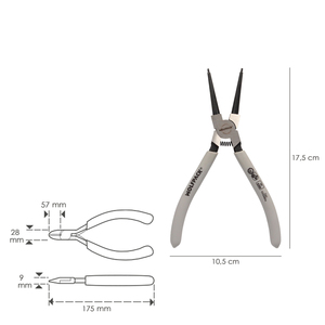 Pinze per Rondelle Interne Diritte 175 mm. Acero Din 5256 - Product Image 2