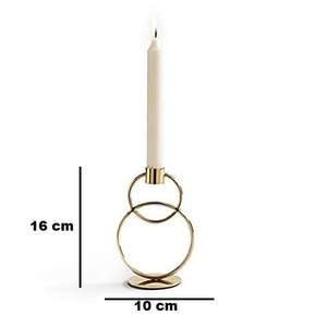 Juego de 3 candelabros cónicos de metal dorado de latón, candelabros, candelabros decorativos modernos vintage - Product Image 5