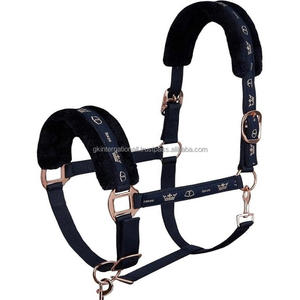 Lightweight Waterproof Double Ply Nylon Horse Halter with Soft Fleece Mink <b>Padding</b> on Nose & Crown Adjustable Rose Gold Fittings - Product Image 4