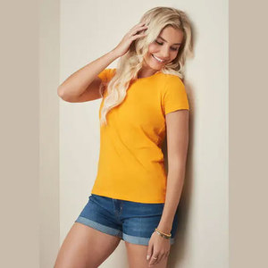 Maglietta girocollo a mezza manica da <span class=keywords><strong>donna</strong></span> giallo dorato semplice T-Shirt in tinta unita <span class=keywords><strong>senape</strong></span> da <span class=keywords><strong>donna</strong></span> - Product Image 5
