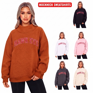 Custom <b>Mock</b> Neck Sweatshirt Mockneck Sweat <b>Shirt</b> Pullover Cotton Fleece Embroidery Logo <b>Jumper</b> Women Oversized Sweatshirt - Product Image 1
