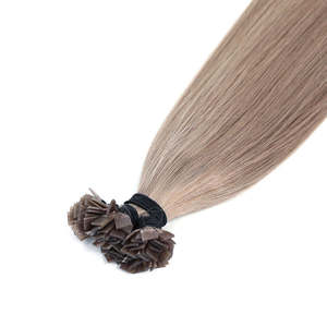 Extensions de cheveux à pointe I en kératine # 17 Mèches de cheveux humains russes 100% Remy, blond beige froid, lisses, à pointe plate - Product Image 4