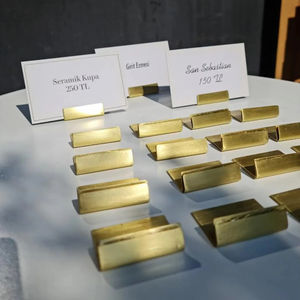 Minimalist Golden <b>Card</b> <b>Display</b> <b>Stand</b> Beautiful Accent Piece for Business <b>Cards</b> Home Office or Party Table Setup - Product Image 1