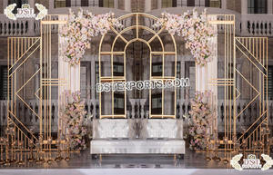 Arche de mariage moderne en acier inoxydable découpé au laser, couleur et taille personnalisables, pour événements, décoration d'événements aux États-Unis - Product Image 3