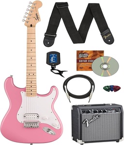 Paquete Certificado Strator Flash Pink con Afinador Frontman 10G, Correa, Cable, Púas y DVD de Guitarra Austin Bazaar - Product Image 1