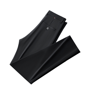 Pantalones informales de invierno para hombre, forro polar recto, grueso, alto elástico, medio, sin planchar, antiarrugas, antipilling, estambre teñido liso - Product Image 5