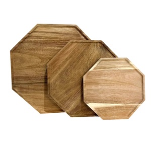 Ensemble de Plateaux à Thé Octogonaux en Bois d'Acacia Massif Écologique 3 Couleurs Naturelles Marque Furaka Bloc à Découper pour la Maison Café Restaurant - Product Image 5