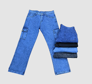 High Quality Woven Yarn Dyed Heavyweight Cotton Denim Cargo Jeans-Relaxed Fit Loose Multi-Pocket <b>Utility</b> Tactical PU Coated - Product Image 3