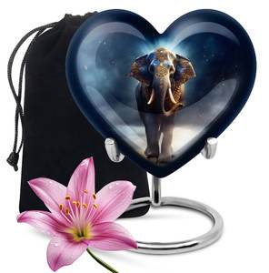 Urne Majestueuse en forme de cœur d'éléphant pour cendres Urne funéraire moderne de grande taille en aluminium décoratif en souvenir de 3 "de 10" pour cendres humaines - Product Image 6