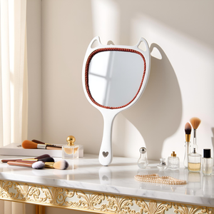 Espejo de Mano de Madera Rústico, Adorable y Duradero, con Mango de Madera y Orificio para Colgar, Espejo de Mano para el Cuidado de la Piel y Uso Personal Diario - Product Image 4