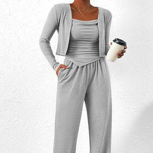 Ensemble 2 pièces personnalisé pour femme, en tricot polaire de coton et polyester, hiver, respirant, décontracté, uni, court, 2026 - Product Image 2