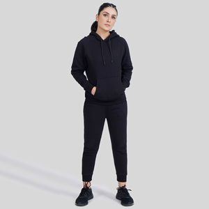 Chándal deportivo con forro polar para mujer, ropa deportiva de manga larga, informal, con capucha, para correr, para invierno, 2 uds. - Product Image 2