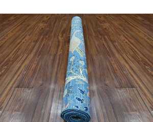 Tapis noué à la main bleu paon de haute qualité laine et soie brodées pour la prière pour les hôtels et les restaurants de salon - Product Image 3