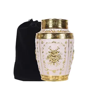 Urne pour Cendres Humaines Femme Adulte-Urne de Crémation Fleur Rose Maman-Urne Funéraire pour Femme en Alliage de Zinc (Or)