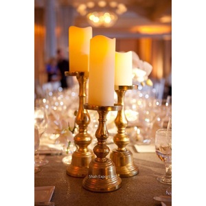 Stylish Metal Pillar <b>Candle</b> <b>Holder</b> <b>Gold</b> Plated for Home Event and Christmas Tabletop Decorative <b>Candle</b> Pillars - Product Image 3