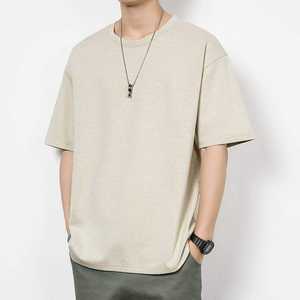 2026 camiseta de talla grande para hombre 230gsm algodón pesado ajuste Regular hombro caído ropa de calle cuello acanalado sólido en blanco de secado rápido - Product Image 5