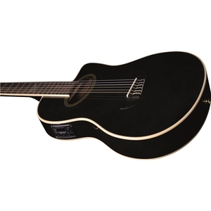 EKO GUITARS - NXT NYLON N100CE SEE THROUGH BLACK, guitarra clásica cortada electrificada de cuerpo delgado de alta calidad, tapa de abeto - Product Image 4