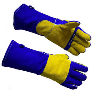 Gants de soudage Grand 16 pouces résistant à la chaleur en cuir de vachette fendu renforcé Forge Gants résistants au feu ignifuges - Product Image 1