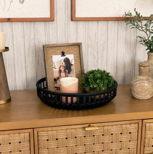 Luxury Round <b>Black</b> Decorative Tabletop <b>Tray</b> High Quality For home Hotel Restaurant Bar kitchenware table decor Hot Selling 2023 - Product Image 2