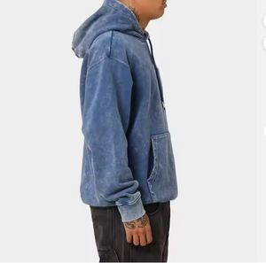 Vente directe d'usine 2025, sweats à capuche pour hommes en coton 100% avec effet délavé, logo personnalisé, impression sérigraphique, sweats à capuche d'hiver - Product Image 4