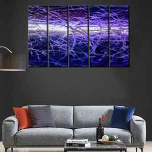 Modern Abstract Purple Wall Hanging - <b>Printed</b> Canvas Artwork <b>for</b> <b>Bedroom</b> Decor,5P:Gallery Wrapped - Product Image 1