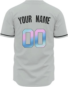 Camisas de béisbol de poliéster sublimado, uniformes de equipo personalizados al por mayor, ropa de entrenamiento transpirable ligera de secado rápido, deportes - Product Image 3