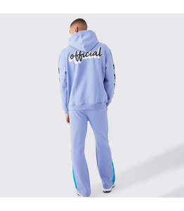 Ensemble de pantalons vieillis personnalisés pour hommes, survêtement bleu délavé au soleil et à l'acide, survêtement à capuche et pantalon de survêtement évasé pour hommes, survêtement - Product Image 5