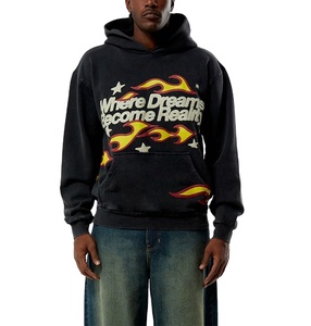 Sudadera con Capucha Personalizada con Impresión 3D en Relieve, Estilo Vintage, Corte Holgado, Tejido Grueso, Fabricante OEM, Sudadera de Felpa de Algodón Pesado - Product Image 1