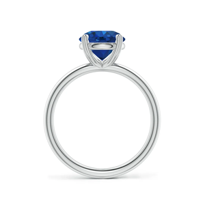 Anillo de Compromiso Solitario de Oro Sólido de 14K con Zafiro Azul Natural de Corte Redondo de 1 Quilate y 6MM, con Puntas en Forma de Corazón, Joyería Fina - Product Image 2