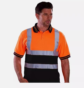 Hi Vis Viz Polo T-Shirt High Visibility <b>Reflective</b> Tape Safety Security Work <b>Top</b> - Product Image 3