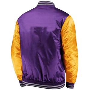 Blouson de baseball bombardier en satin de polyester 100% avec logo fait sur mesure veste de baseball d'hiver de collège de style de rue pour hommes - Product Image 2