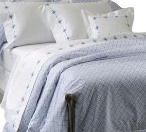 Ensemble de housse de couette Blue Star Design brodé en gros coton blanc pour hôtel à la maison ou mariage-Ensembles de literie de qualité supérieure - Product Image 1