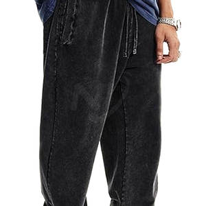 Pantalones de chándal lavado con ácido para hombre superventas diseño informal ligero con patrón recto MOQ bajo al por mayor - Product Image 3