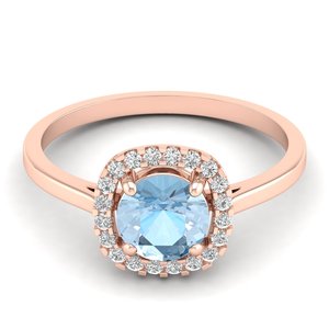 Anillo de Compromiso REYES Sparkle de Plata de Ley 925 con Gema de Aguamarina de Corte Brillante Redondo de 1 Quilate, Certificado GRA, Moissanita - Product Image 5