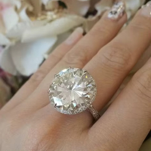 Bague de fiançailles tendance en or 18 carats plaqué or, avec diamant américain blanc de forme ronde cultivé en laboratoire, certifié IGI, bijoux vintage pour mariage et fête - Product Image 1