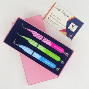 Pince à épiler Somofy Enterprises Powderpuff Bottom Design, faite à la main, de précision, durable, en acier inoxydable, 10 mm de longueur, à dents - Product Image 2