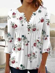 Femmes lettre imprimé Streetwear Blouse décontracté col rond tunique haut manches courtes léger respirant doux 100% coton - Product Image 5