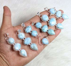 Hermosa calidad Larimar diseñador colgante collar suave pulido a mano con bisel ajuste incrustaciones para venta al por menor - Product Image 4