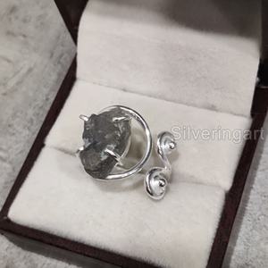 Bijoux en pierre brute Bague pour femme Bague en argent sterling 925 naturelle brute réglable Labradorite Gemstone Birthstone Designer Party - Product Image 4