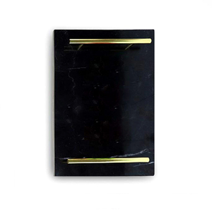 Pure <b>Black</b> Marble <b>Serving</b> <b>Tray</b> Golden Handles Eco-Friendly American Style Polished Wedding Decor High Quality Low Prices Stocked - Product Image 2