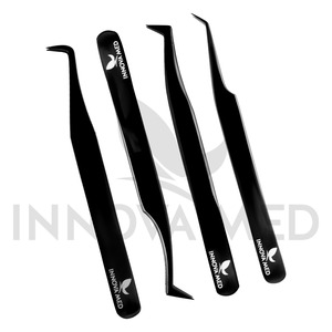 Juego completo de herramientas para extensión de pestañas, pinzas en ángulo múltiple en stock, pinzas para pestañas listas para enviar, acabado mate negro - Product Image 2