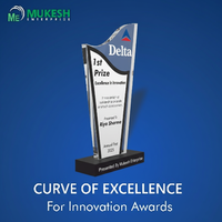 Trophée personnalisé en acrylique poli durable, courbé, pour récompenses d'excellence et d'innovation, reconnaissance des employés, gravé et imprimé en typographie, en gros