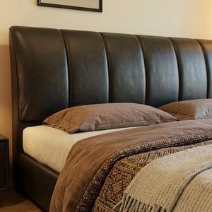 Lit double minimaliste italien avec tête de lit haute en cuir Nappa, système de levage à vérin, rangement intégré, cadre en bois massif, lit de mariage <span class=keywords><strong>pour</strong></span> chambre principale - Product Image 2