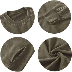 Oversized Unisex Vintage Washed 100% Cotton Solid Winter Casual Hooded Fleece Eco-Friendly <b>Sweatshirt</b> Pocket Trendy Baggy <b>Retro</b> - Product Image 3