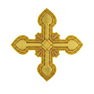 Badge Croix Maçonnique Brodé à la Main en Fil Métallique Doré, Accessoires de Régalia Personnalisés, Écusson pour Blazers, Vente en Gros - Product Image 1