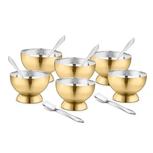 wholesale supplier Stainless Steel <b>Ice</b> <b>Cream</b> Dessert Bowls Set with <b>Spoon</b> Food Grade Safe - Product Image 1