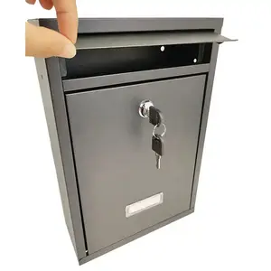Üretici toptan siyah paslanmaz çelik metal açık ev modern asılı posta kutusu duvar montaj posta kutusu ile anahtar