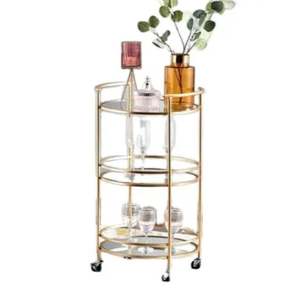 Chariot de service à 3 niveaux de luxe en métal décoratif Fresh Arrival pour la maison, l'hôtel et le bureau dans un design moderne - Product Image 4